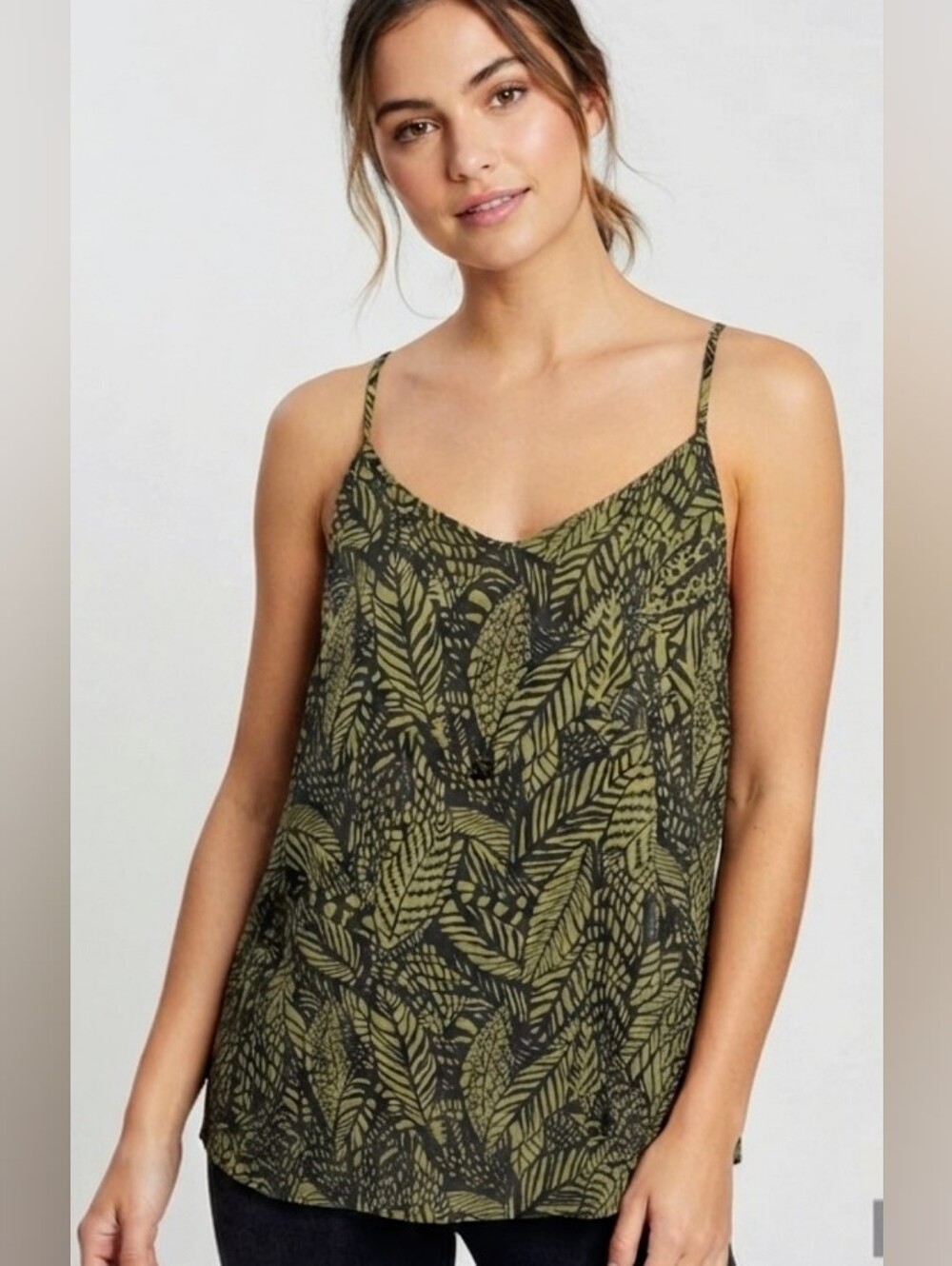 🖤Addition Elle Love & Legend Olive Green Tropical Leaf Cami Top NWT Size 12 🖤